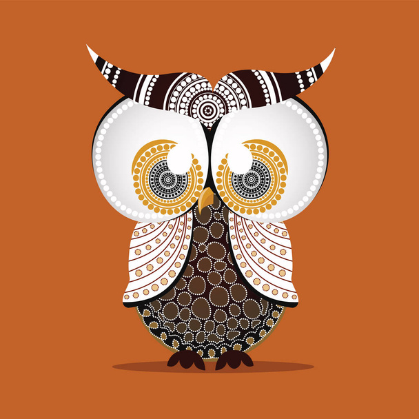 Aboriginal Owl Vector. Afbeelding op basis van inheemse stijl van dot uil.  - Vector, afbeelding