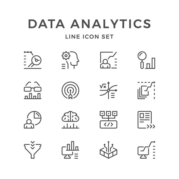 Definir ícones de linha de análise de dados - Vetor, Imagem