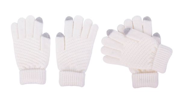 Beyaz izole kış eldiven - Fotoğraf, Görsel
