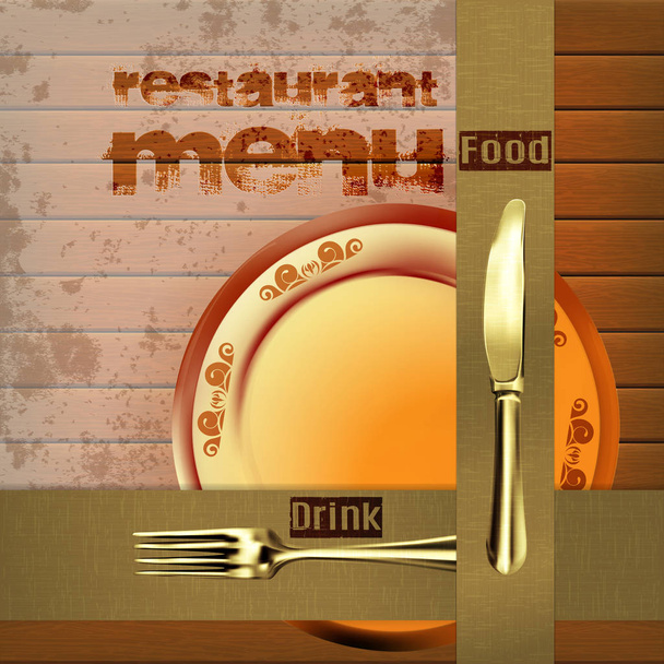 menu on wooden background with tape - Vector, Image
