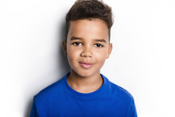 Adorable african boy on studio white background - Foto, immagini