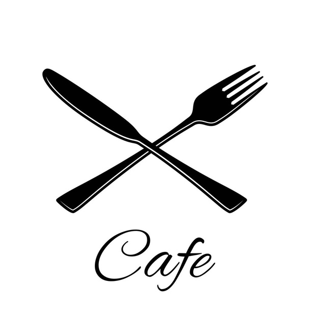 Knife and fork icon. Vector silhouette in flat style. - Vetor, Imagem