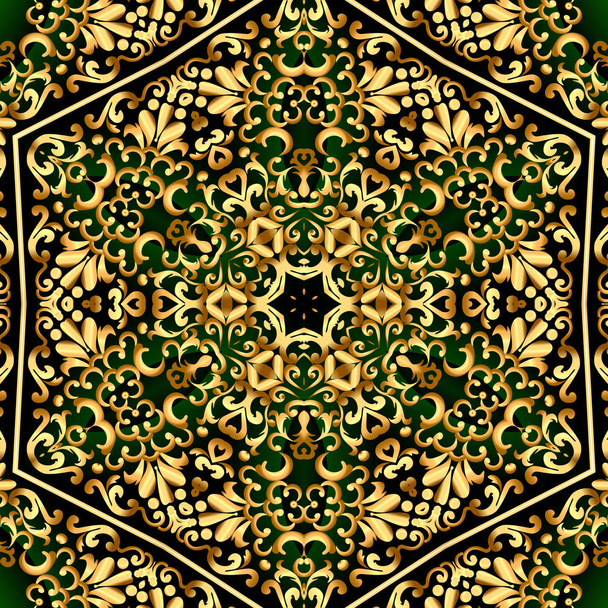 background  gold pattern with black green - 写真・画像