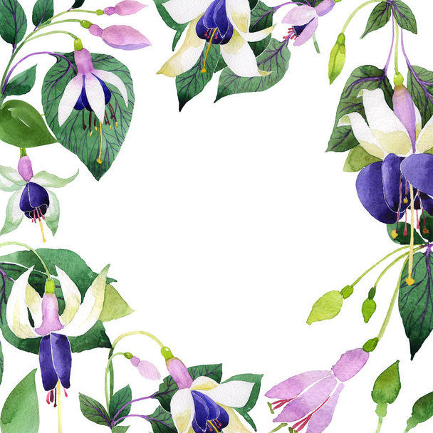 Wildflower fuchsia flower frame in a watercolor style. - Photo, Image