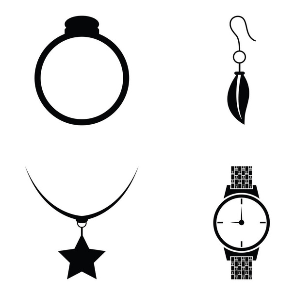 Conjunto de ícones de jóias e acessórios
 - Vetor, Imagem