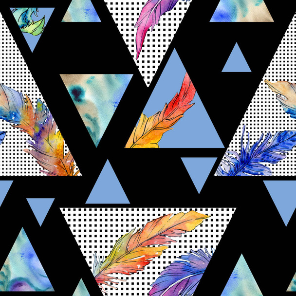 Watercolor bird feather pattern from wing. - Zdjęcie, obraz