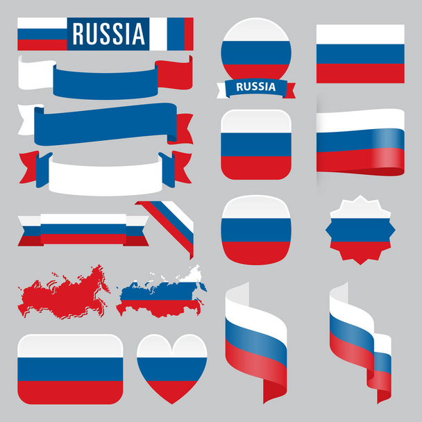 Rusya resimli bayraklar - Vektör, Görsel