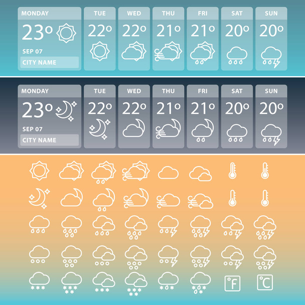 weather widgets with icons - Vector, Image