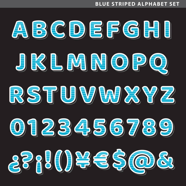 modré pruhované abeceda sada - Vektor, obrázek