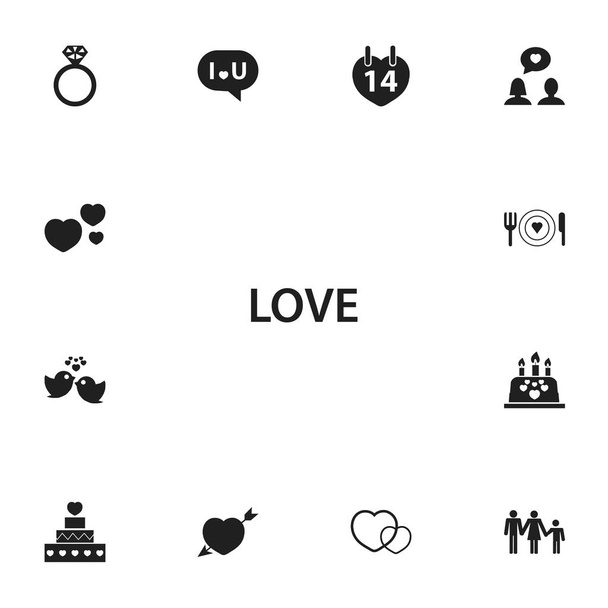 Sada 13 upravitelné Amour ikon. Obsahuje symboly jako deska, ozdoby, zpověď a další. Lze použít pro webové, mobilní, Ui a infografika Design. - Vektor, obrázek