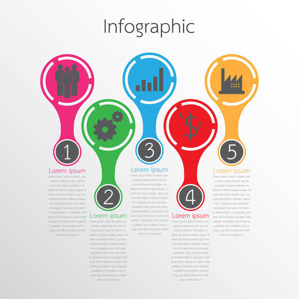 Vector infografische sjablonen gebruikt voor gedetailleerde rapporten. Alle 5 de onderwerpen. - Vector, afbeelding