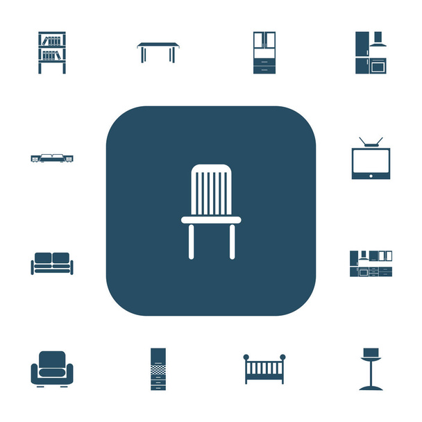 Set Of 13 Editable Furnishings Icons. Includes Symbols Such As Seat, Cuisine, Child Cot And More. Can Be Used For Web, Mobile, UI And Infographic Design. - Vector, Image