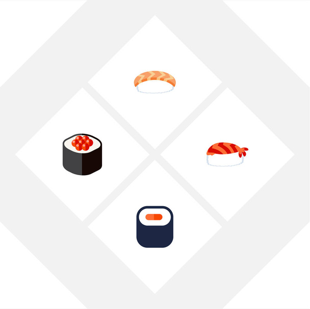 Flat Icon Sashimi Set Of Seafood, Gourmet, Japanese Food And Other Vector Objects. Also Includes Rolls, Seafood, Gourmet Elements. - Vector, Image