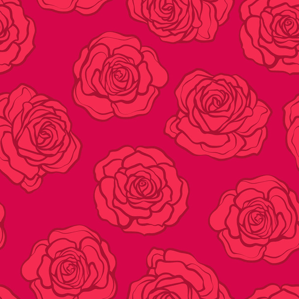 Rose flower seamless pattern. Red roses on red background. Stock - Vektor, obrázek