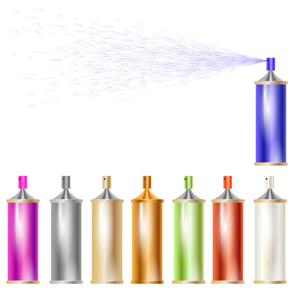 Készlet színes spray, elszigetelt - Vektor, kép