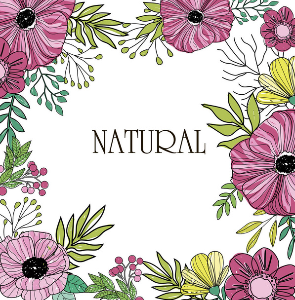 Botanical card with Herbs, fruits and flowers  - Вектор, зображення
