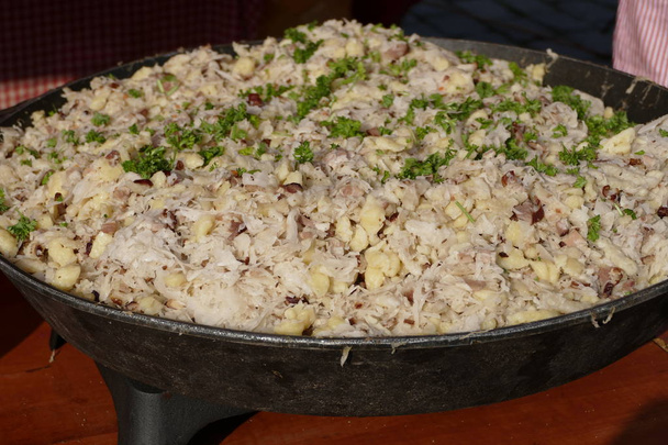traditional slovak meal halusky in a big pot - Photo, Image
