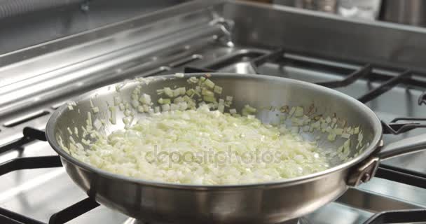 Lauch und Parmesan-Risotto kochen -Video - Filmmaterial, Video
