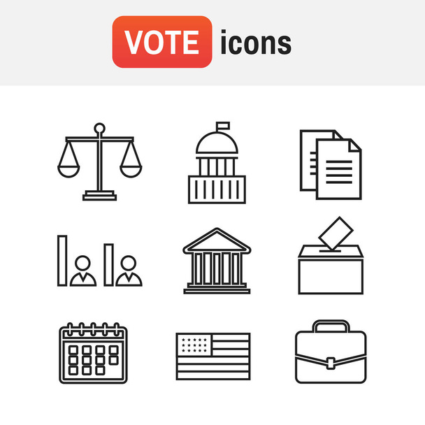 governance icon election. Voting and elections linear icons. Government political - Vector, Image