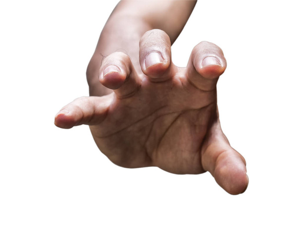 Homme étirer sa main comme saisir quelque chose ou traiter quelque chose
 - Photo, image