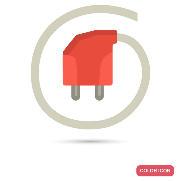 Electric plug color flat icon - Vektor, Bild