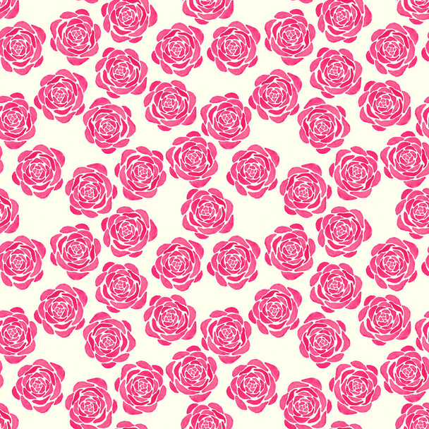 Seamless roses abstract pattern. Small bright pink flowers - Photo, Image