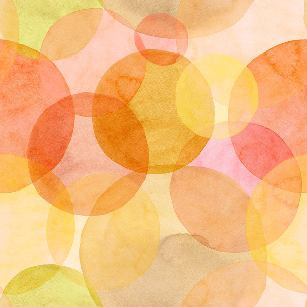 Abstraktní krásné umělecké nabídka nádherné transparentní světlé podzimní žluté oranžové červené kroužky různé tvary vzoru akvarel ruční ilustrace. Ideální pro textil, tapety a pozadí - Fotografie, Obrázek