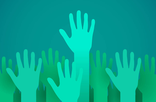 Raised up hands. Volunteering, charity or voting concept. - Vektor, Bild