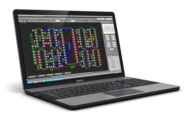 Laptop met Pcb ontwikkeling software - Foto, afbeelding