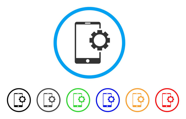 Phone Setup Gear Rounded Icon - Vector, afbeelding