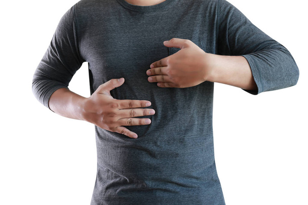 MAN with symptomatic acid reflux , suffering from acid reflux  - Foto, immagini