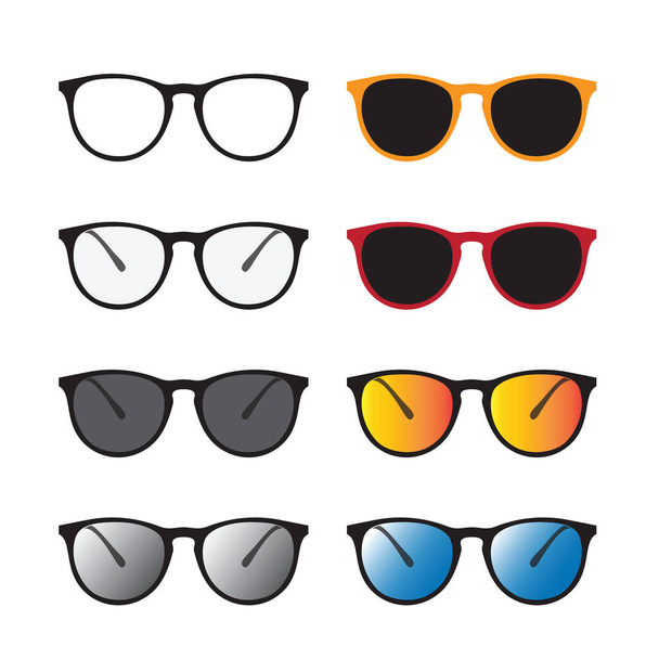 Grupo vectorial de gafas y gafas de sol aisladas en la espalda blanca
 - Vector, imagen