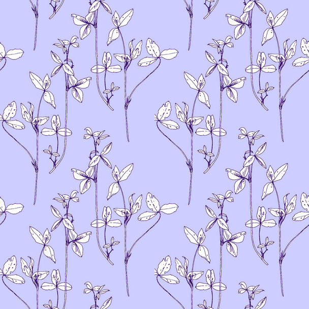 Seamless pattern with drawing herbs and flowers - Vecteur, image