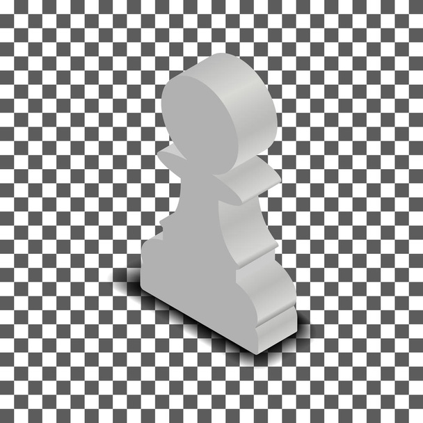 Kawałek białej szachy pawn-izometryczne, ilustracji wektorowych. - Wektor, obraz