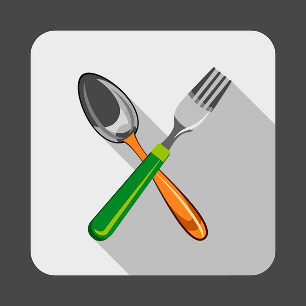 Spoon fork concept background, cartoon style - Vetor, Imagem