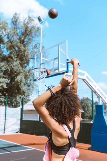 african-american throwing basketball - Photo, Image