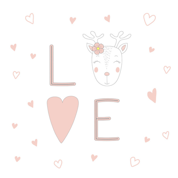 Love poster with animal face - Vector, Image