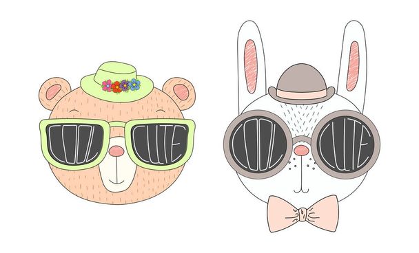 Животные в милых солнцезащитных очках
 - Вектор,изображение