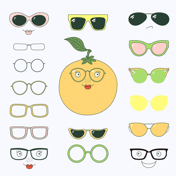 Плакат с фруктами в солнцезащитных очках
 - Вектор,изображение