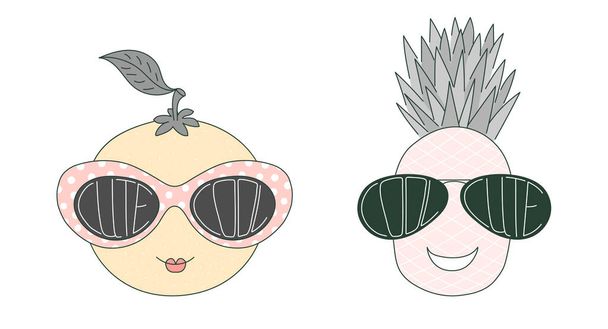 Meyve şirin ve serin güneş gözlüğü - Vektör, Görsel
