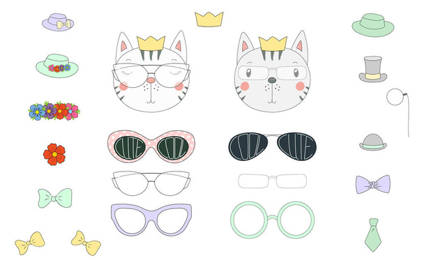 têtes d'animaux avec lunettes et accessoires
 - Vecteur, image