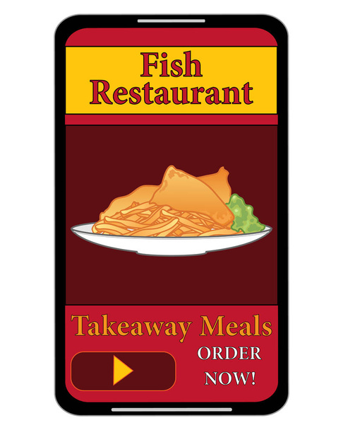 魚のレストラン料理を注文 - ベクター画像