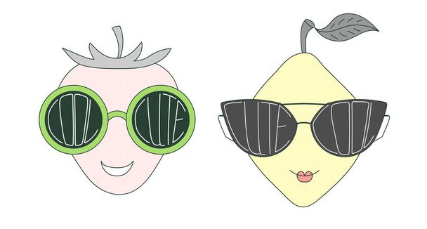 Frutta in occhiali da sole carini e freschi
 - Vettoriali, immagini
