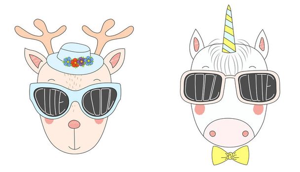 Animals in cute sunglasses - Vector, Image