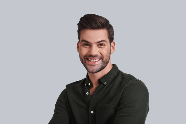 smiling man in casual wear - Фото, зображення