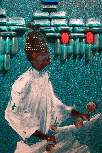 Ζωγραφική τέχνη: Αραβικά άνδρες με τουρμπάνι και άσπρο παραδοσιακό τουνίκ  - Φωτογραφία, εικόνα