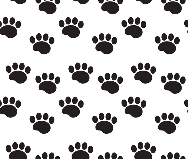 Animal tracks seamless pattern. Dog paws traces repeating texture, endless background. Vector illustration. - Vector, Image