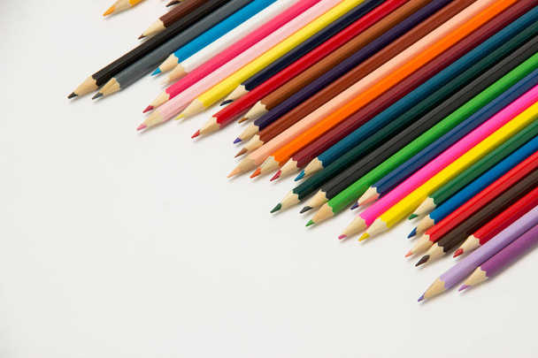 Group of pencils for students on a white background - Photo, image