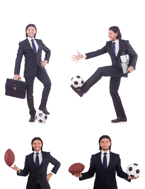 Mann mit Fußball isoliert auf Weiß - Foto, Bild