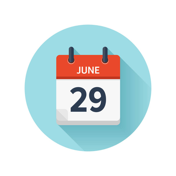 29 червня. Векторна плоска піктограма щоденного календаря. Дата і час, день, місяць 2018 року. Відпустка. Сезон
. - Вектор, зображення